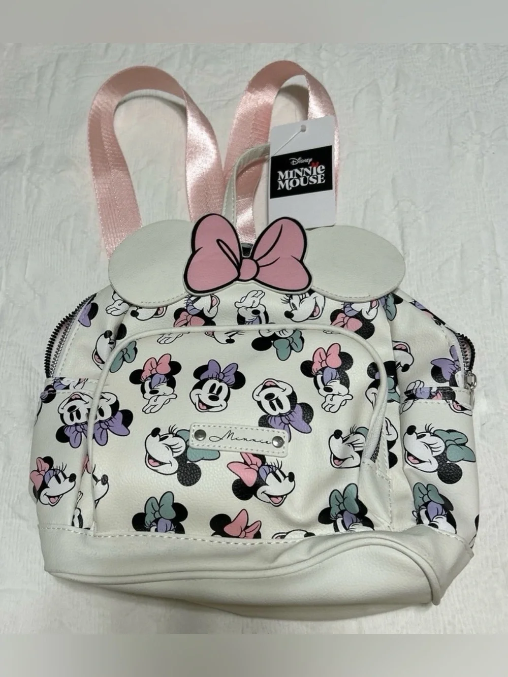 Disney Minnie Mouse White Mini Backpack with Pink Bow